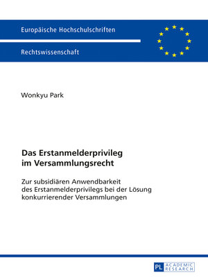 cover image of Das Erstanmelderprivileg im Versammlungsrecht